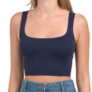 Free People Scoop Neck Crop in Navy